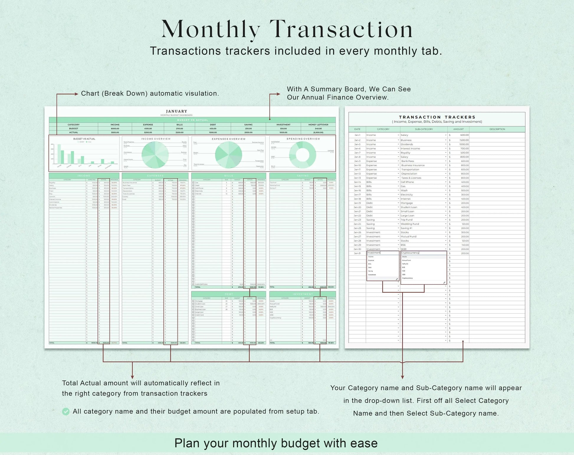 Annual Budget Spreadsheet Template for Google Sheets  & Excel - Design Findable