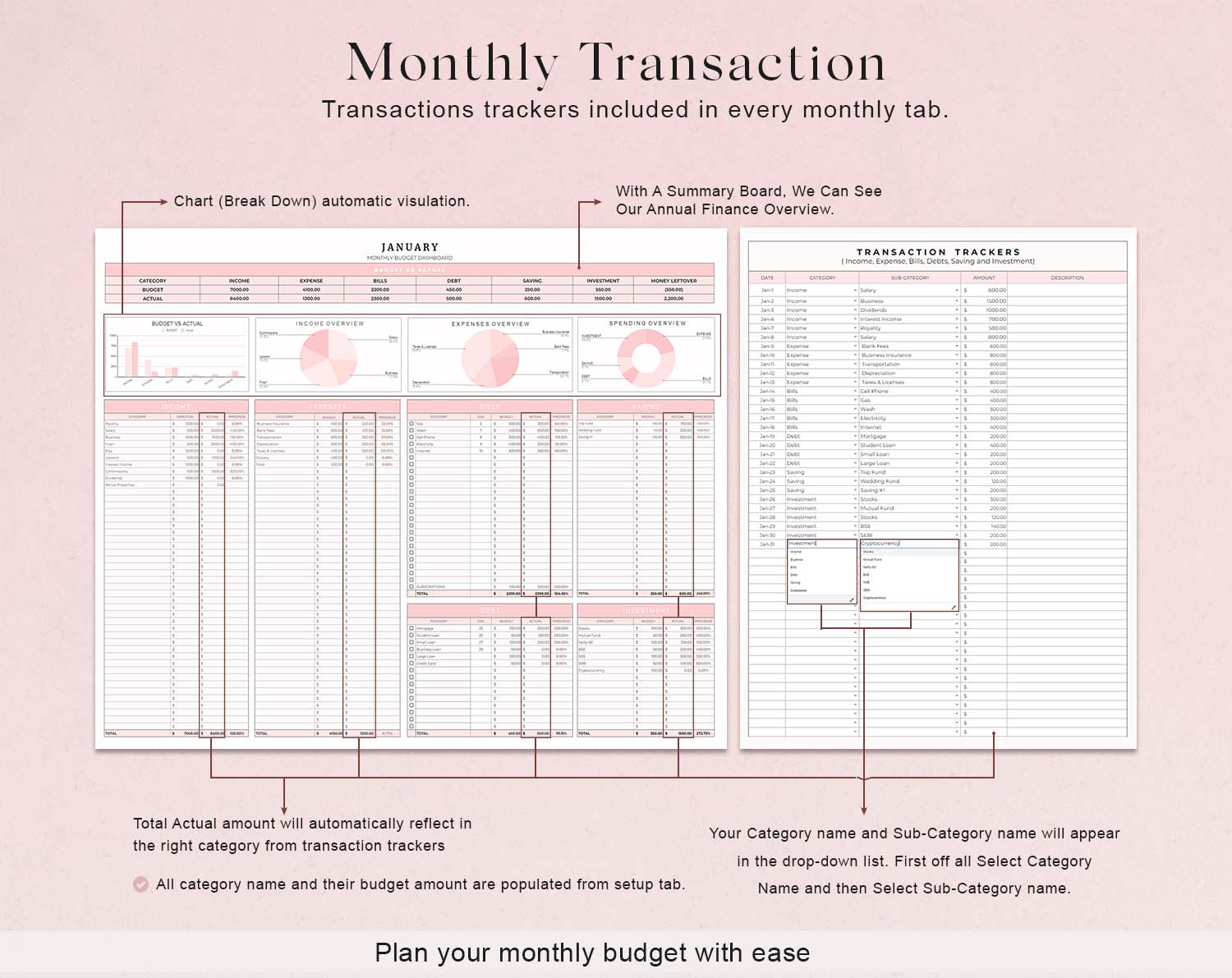 Ultimate Annual Budget Template for Google Sheets and Excel Sheet, Budget Tracker, Budget Spreadsheet, Debt Tracker, Spending Tracker, Budget by Paycheck - Design Findable