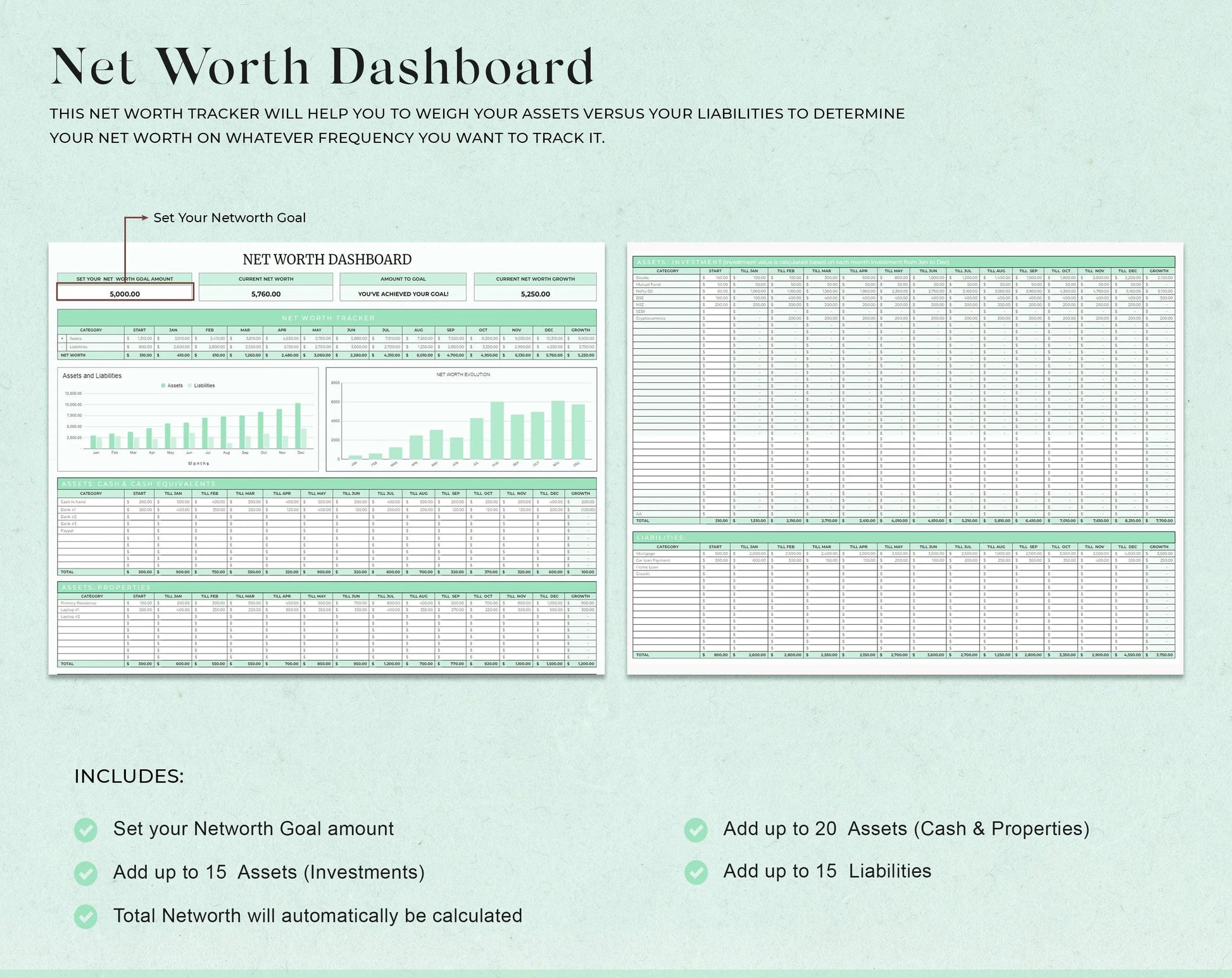 Annual Budget Spreadsheet Template for Google Sheets  & Excel - Design Findable