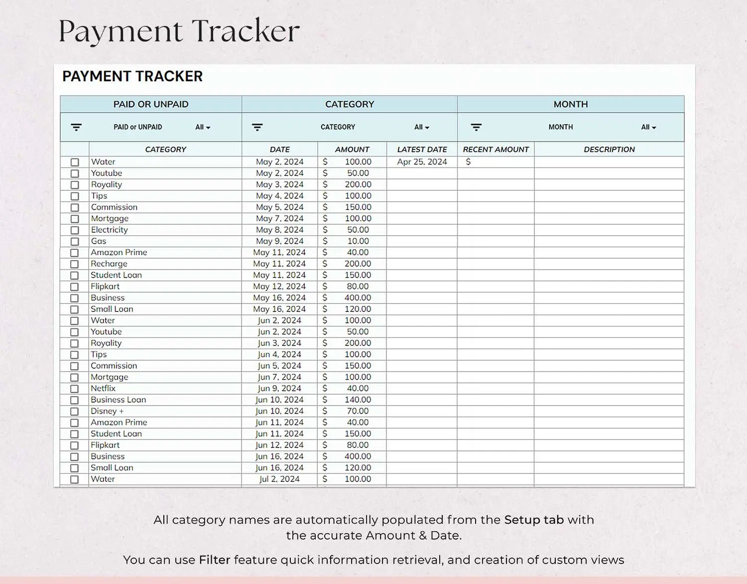 Bill Tracker Spreadsheet, Google Sheets Bill Calendar, Monthly Bill Planner, Bill Payment Dashboard - Design Findable