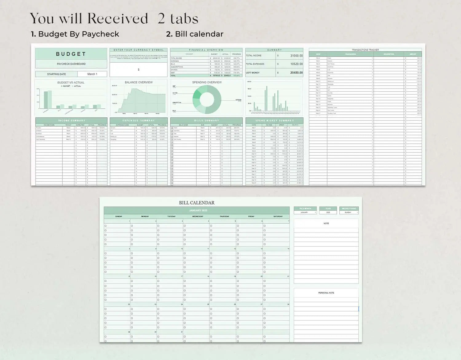 Budget by Paycheck Spreadsheet, Google sheet and Excel Template, Bill Calendar, Weekly Biweekly Financial Planner - Design Findable