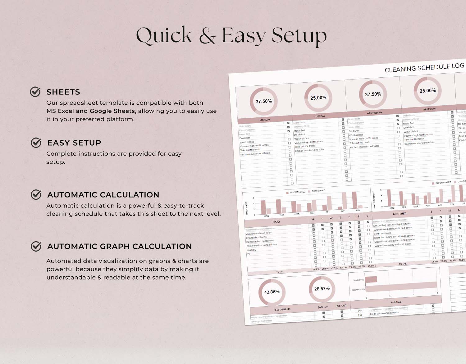 Cleaning Schedule Checklist, Google Sheet and Excel, Cleaning Checklist, Monthly, Yearly Chore Chart, Cleaning Planner, House Chore List - Design Findable