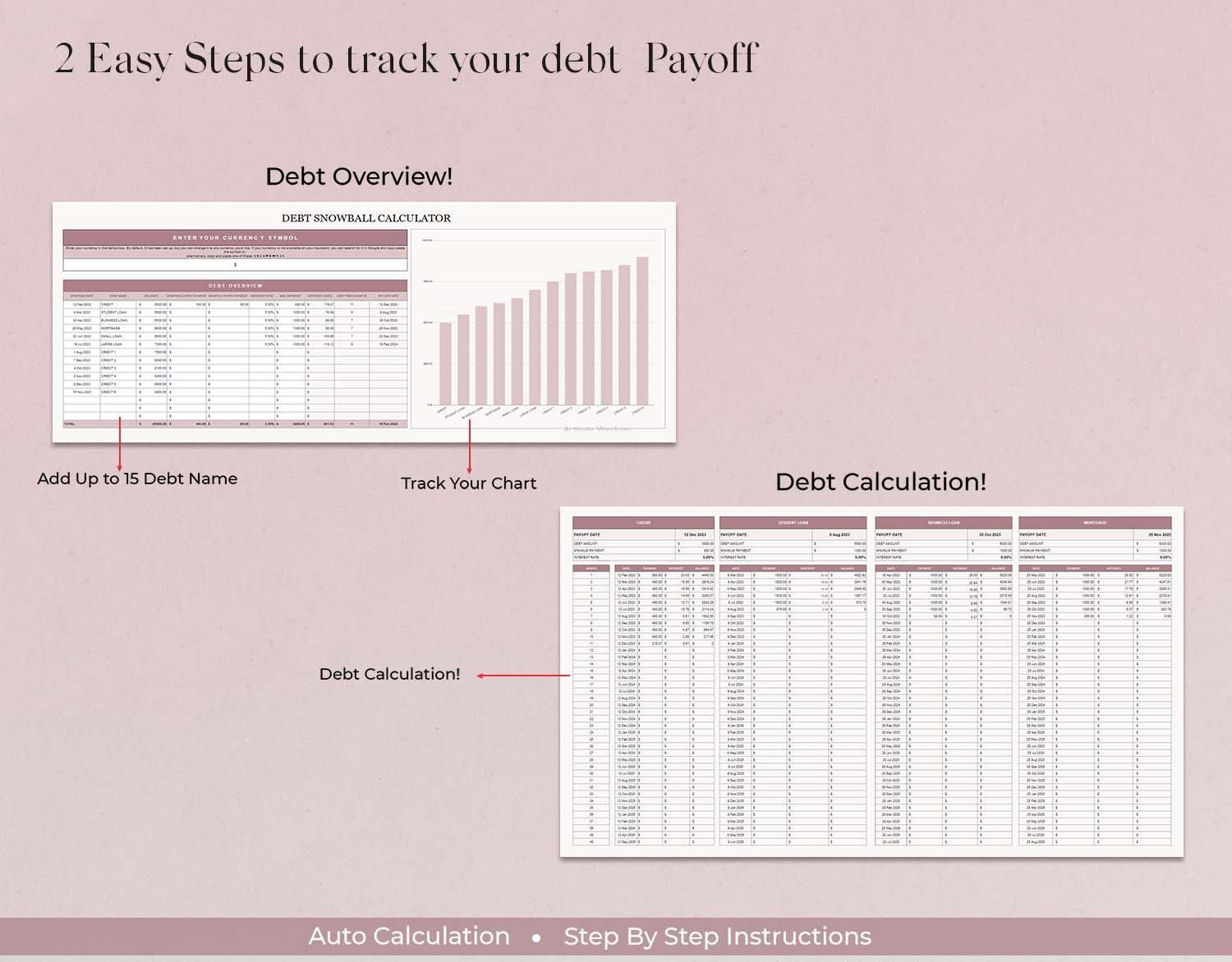 Debt Snowball Calculator, Google Sheets Budget Template, Excel Spreadsheet, Debt Tracker, Debt Payoff Tracker, Financial Planner - Design Findable