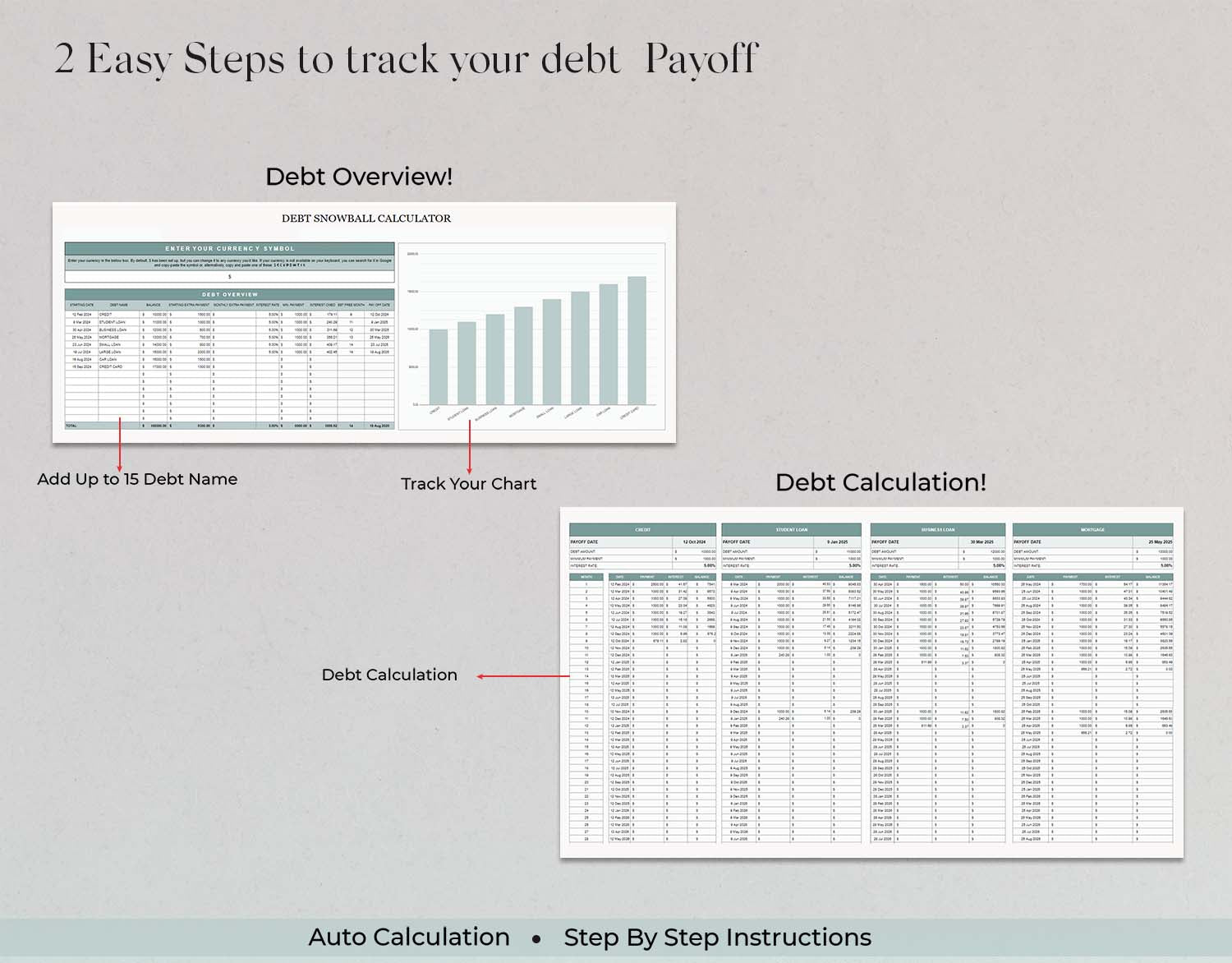 Debt Snowball Calculator, Google Sheets Budget Template, Excel Spreadsheet, Debt Tracker, Debt Payoff Tracker, Financial Planner - Design Findable