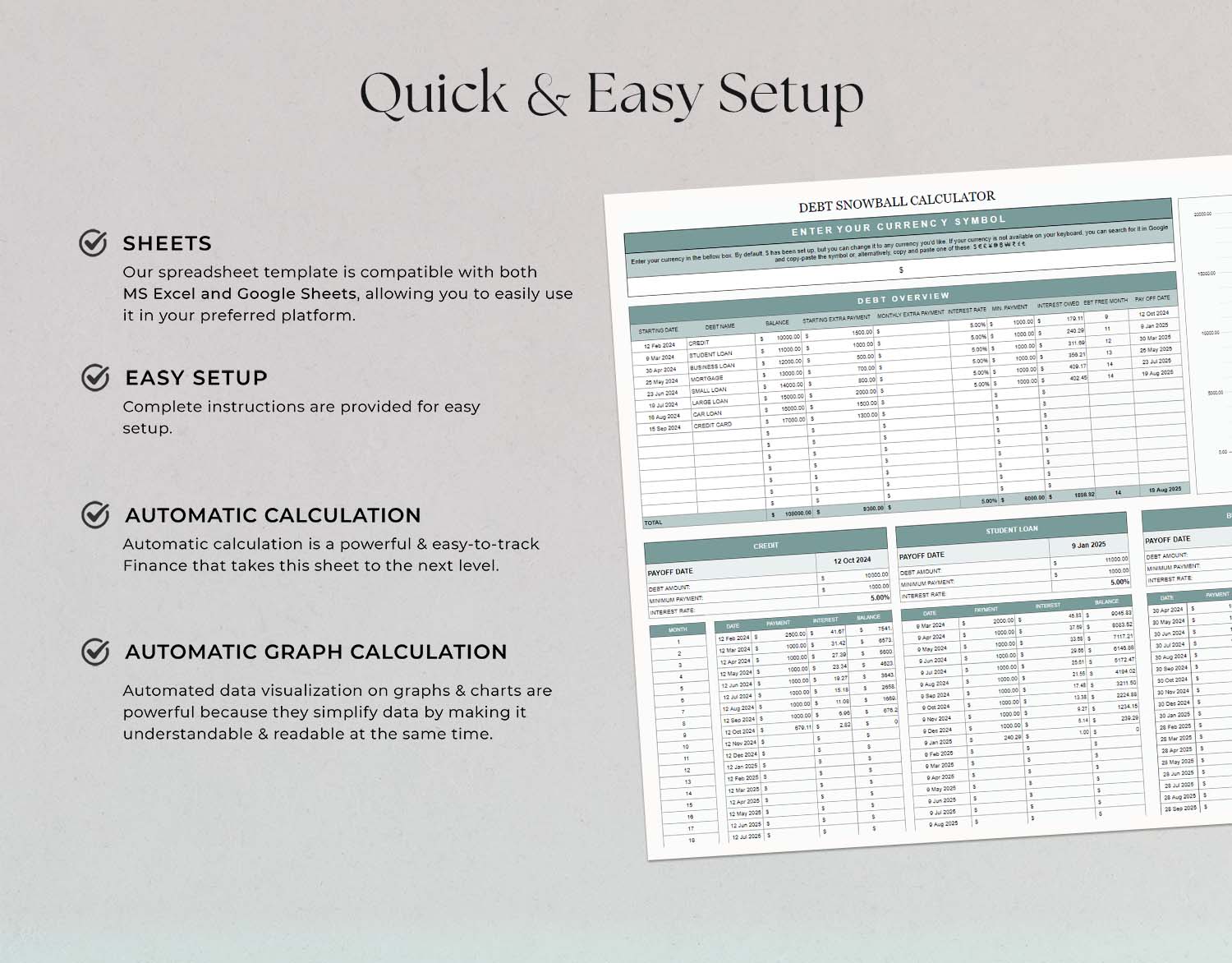 Debt Snowball Calculator, Google Sheets Budget Template, Excel Spreadsheet, Debt Tracker, Debt Payoff Tracker, Financial Planner - Design Findable