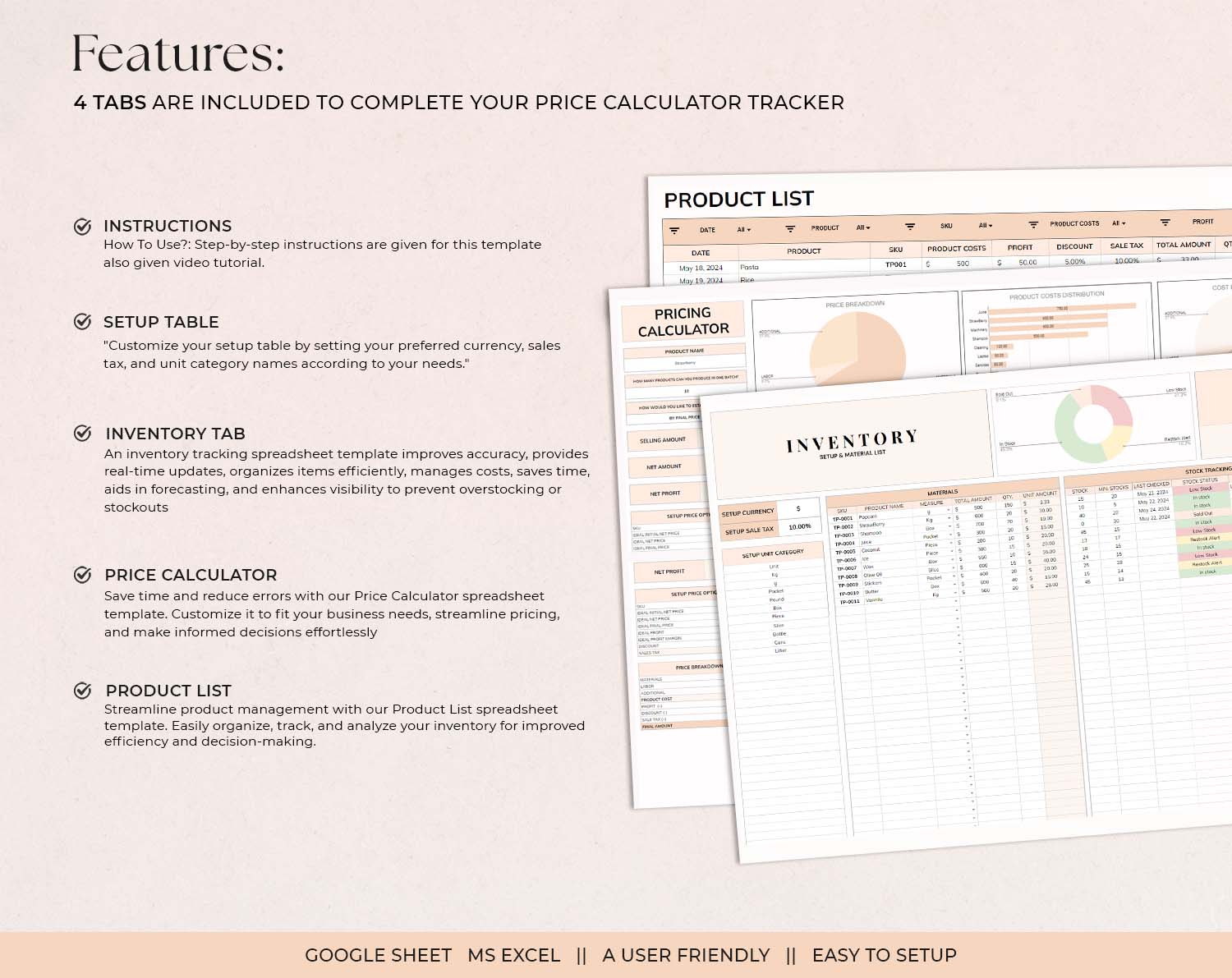 Pricing Calculator for Small Business Google Sheets Excel Business Tracker Handmade Products Pricing Template Profit Margin Pricing Guide - Design Findable