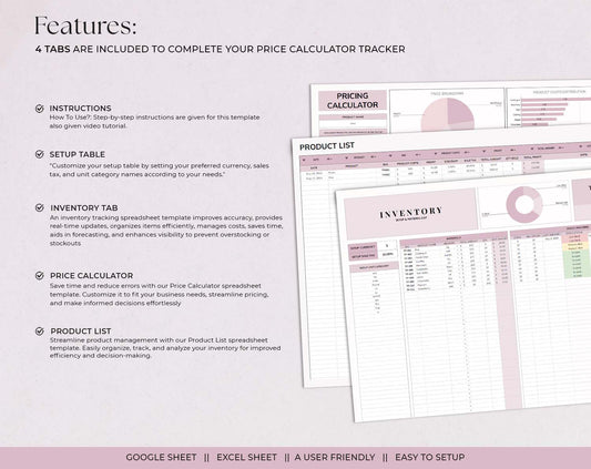 Pricing Calculator for Small Business Google Sheets Excel Business Tracker Handmade Products Pricing Template Profit Margin Pricing Guide - Design Findable