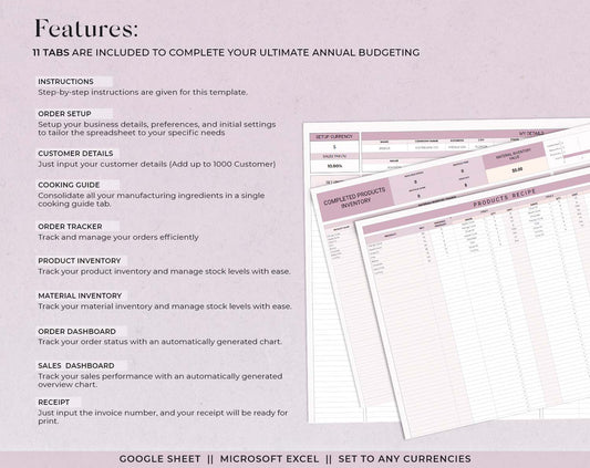 Small Business tracker, Inventory Tracker, Order Tracker, Bookkeeping Spreadsheet, Product Handmade Pricing Calculator, Client Tracker, Google Sheet & Excel - Design Findable