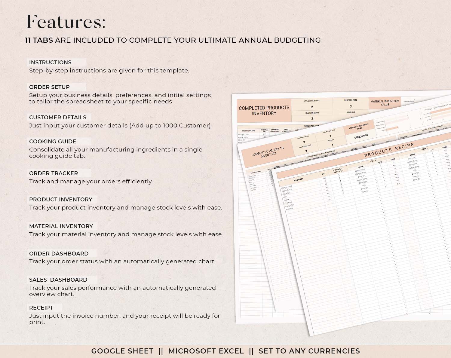 Small Business tracker, Inventory Tracker, Order Tracker, Bookkeeping Spreadsheet, Product Handmade Pricing Calculator, Client Tracker, Google Sheet & Excel - Design Findable