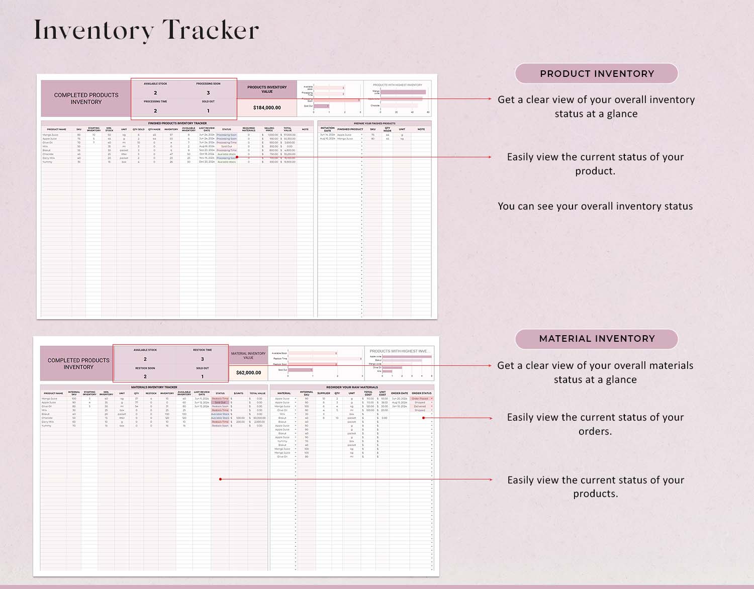 Small Business tracker, Inventory Tracker, Order Tracker, Bookkeeping Spreadsheet, Product Handmade Pricing Calculator, Client Tracker, Google Sheet & Excel - Design Findable