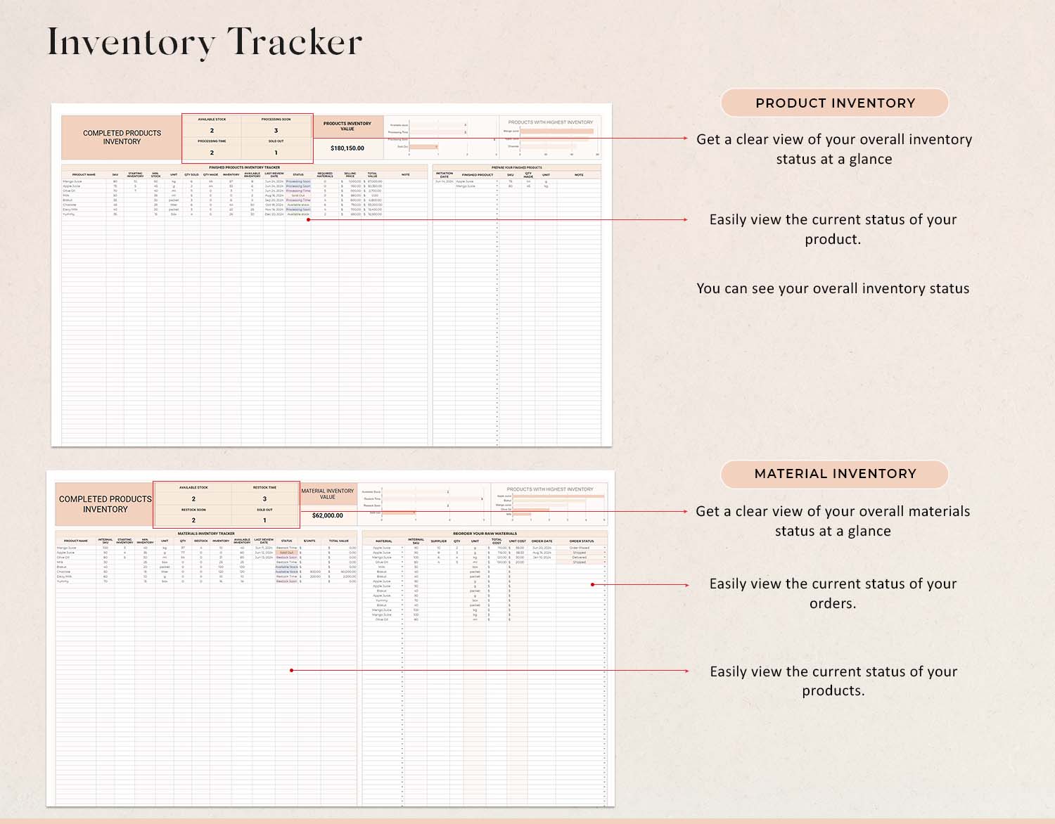 Small Business tracker, Inventory Tracker, Order Tracker, Bookkeeping Spreadsheet, Product Handmade Pricing Calculator, Client Tracker, Google Sheet & Excel - Design Findable