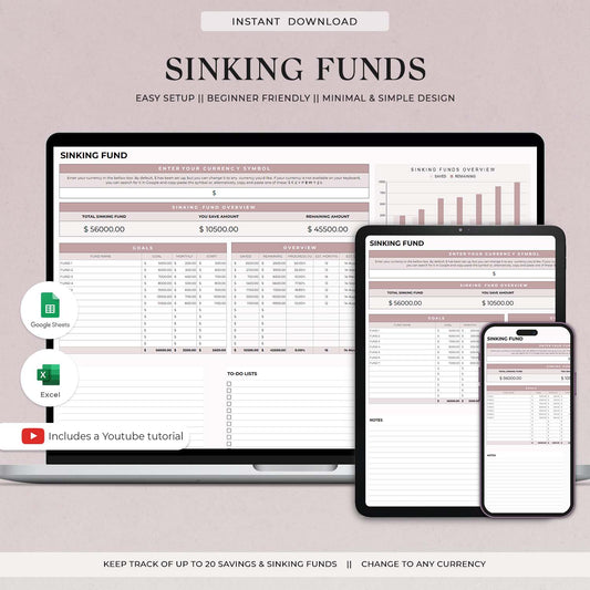 Sinking Funds Tracker, Google Sheets Savings Template, Savings Tracker, Debt Payoff Tracker, Loan Tracker Credit Card Payoff Chart - Design Findable