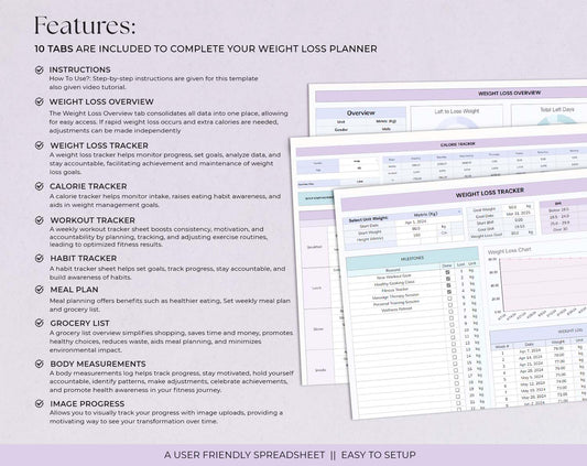 Weight Loss Tracker Spreadsheet for Google Sheets and MS Excel Sheet, Weight Loss Planner, Daily Weekly Weigh-in Chart, Body Measurement Log, Weight Journal - Design Findable