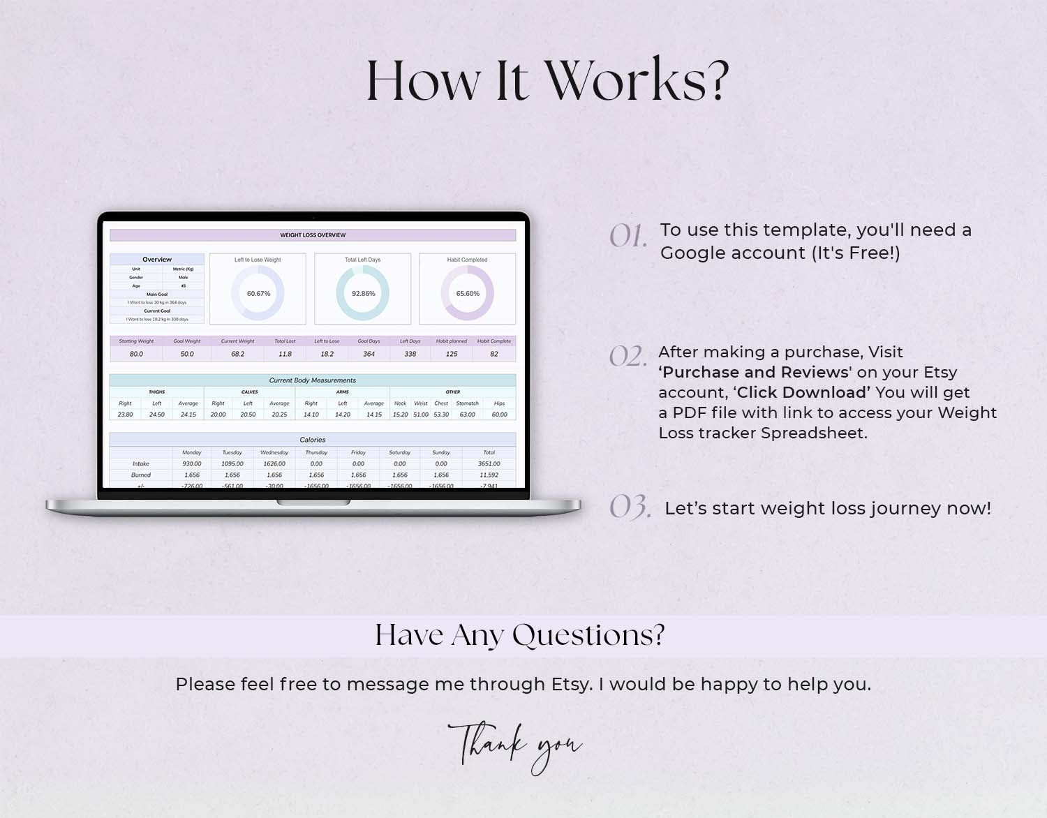 Weight Loss Tracker Spreadsheet for Google Sheets and MS Excel Sheet, Weight Loss Planner, Daily Weekly Weigh-in Chart, Body Measurement Log, Weight Journal - Design Findable