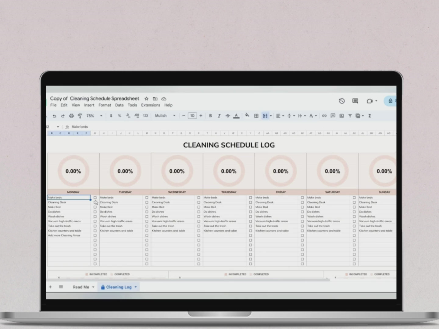 Cleaning Schedule Checklist, Google Sheet and Excel, Cleaning Checklist, Monthly, Yearly Chore Chart, Cleaning Planner, House Chore List